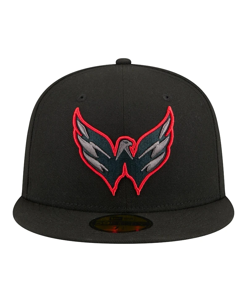 New Era Men's Black Washington Capitals Color Pop 59FIFTY Fitted Hat