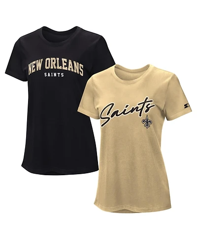 Starter Women's 2-Piece Black/Vegas Gold New Orleans Saints T-Shirt Combo Pack