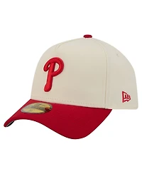 New Era Men's Cream Philadelphia Phillies Chrome A-Frame 59FORTY Fitted Hat