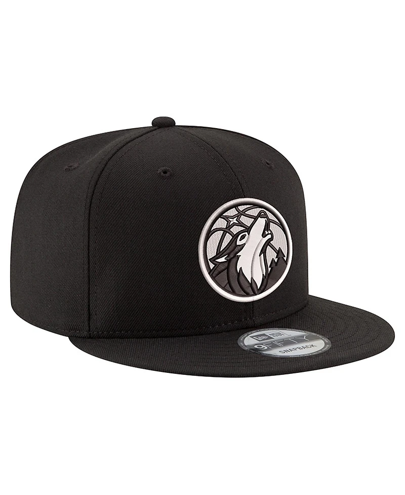 New Era Men's Black/White Minnesota Timberwolves 9FIFTY Snapback Hat