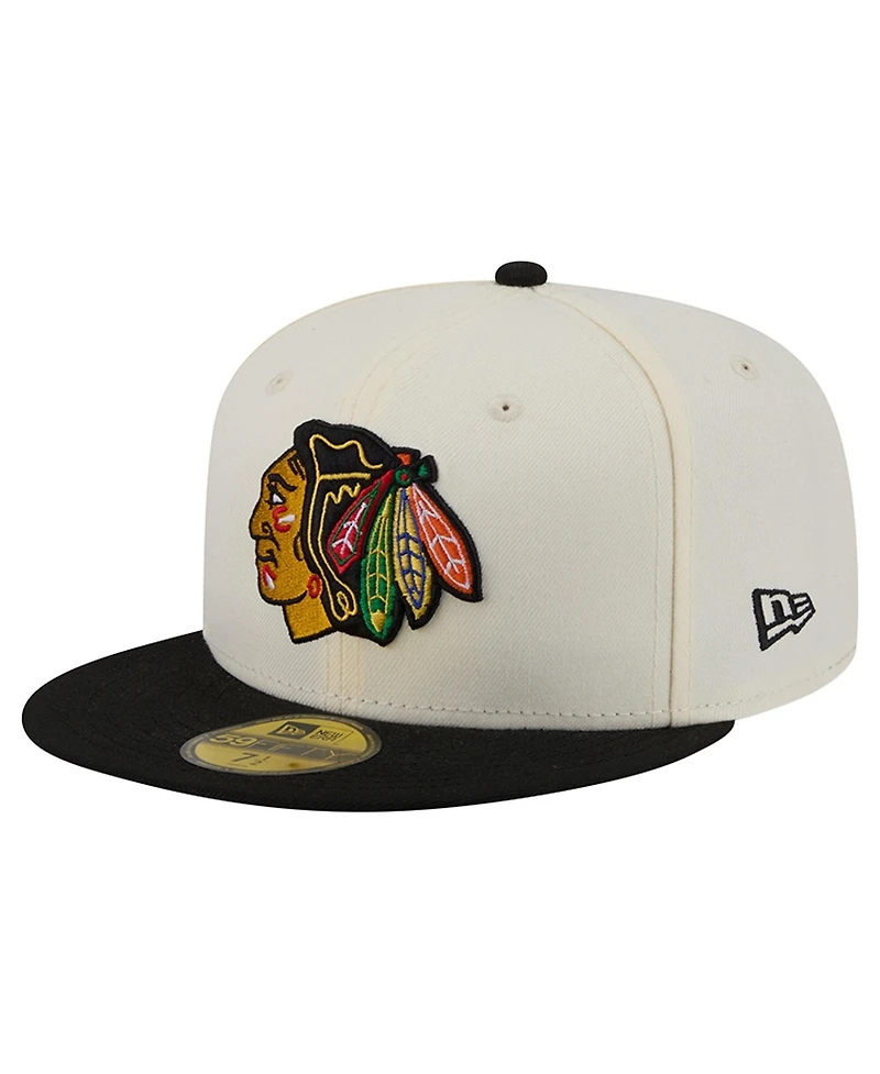 New Era Men's Cream Chicago Blackhawks 250th Anniversary of the United States Two-Tone 59FIFTY Fitted Hat
