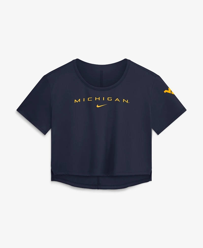 Nike Women's Navy Michigan Wolverines Premium Performance Dri-fit Cropped Top