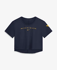 Nike Women's Navy Michigan Wolverines Premium Performance Dri-fit Cropped Top