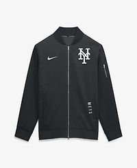 Nike Men's Black New York Mets Authentic Collection Dugout Relaxed Full-Zip Bomber Jacket