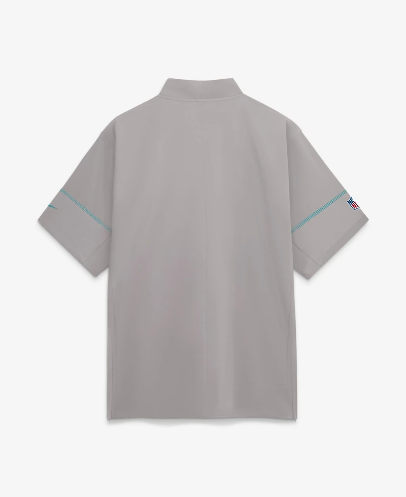 Nike Men's Gray Miami Dolphins Sideline Short Sleeve Quarter-Zip Coaches Jacket