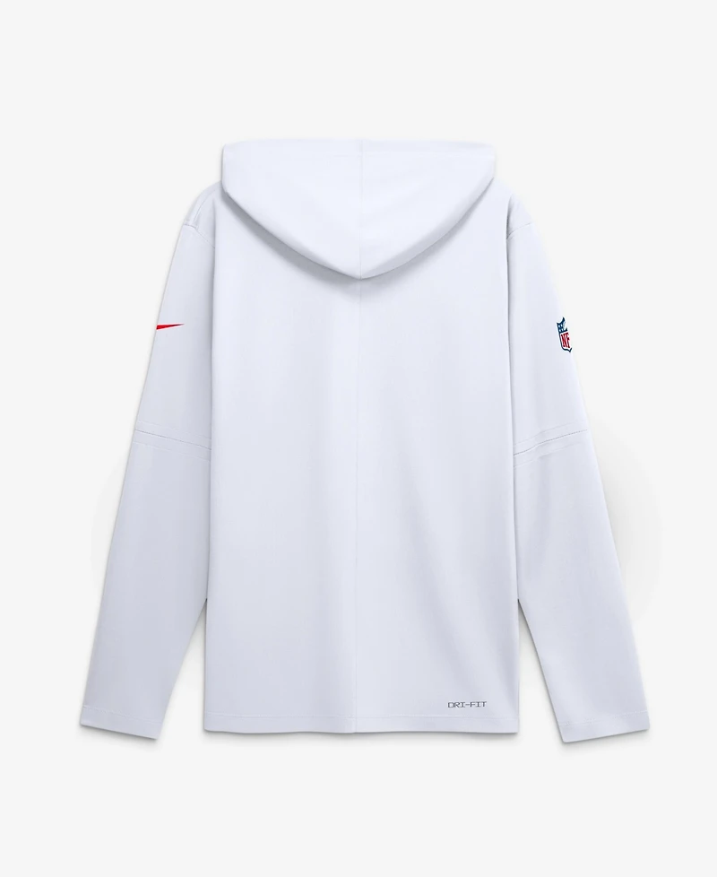 Nike Men's White Kansas City Chiefs Sideline Game On Lightweight Long Sleeve Dri-fit Hoodie
