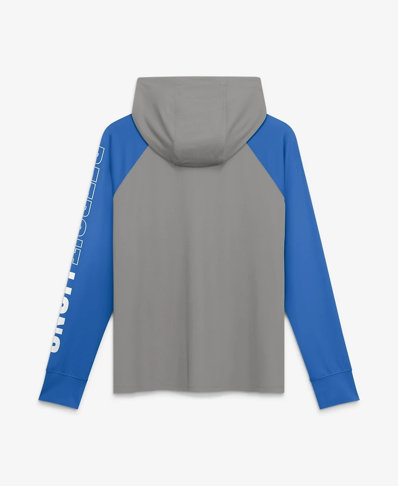 Fanatics Women's Gray/Blue Detroit Lions Cornerback Blitz Raglan Full-Zip Hoodie