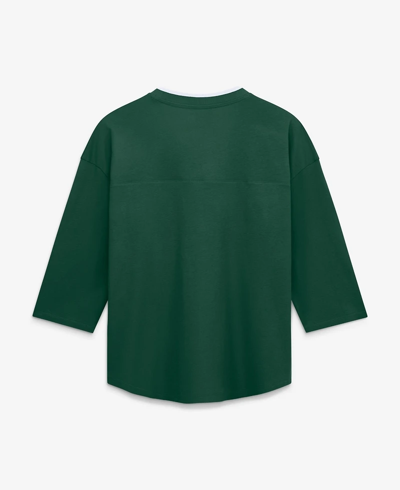 Fanatics Women's Green Bay Packers Team First Deceptive Juke 3/4-Sleeve V-Neck T-Shirt
