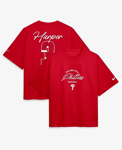 Nike Women's Bryce Harper Red Philadelphia Phillies Premium Essentials Boxy Name & Number T-Shirt