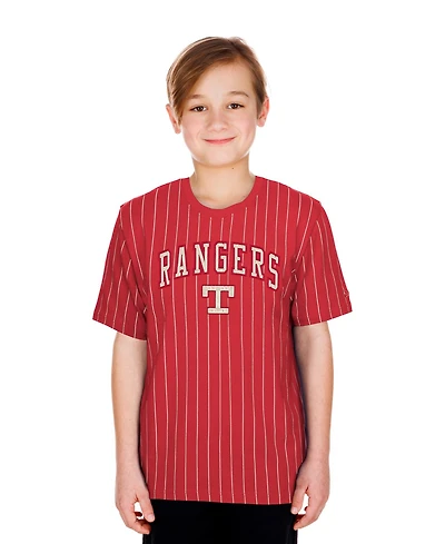 New Era Big Boys and Girls Red Texas Rangers 2026 City Connect Pinstripe T-Shirt
