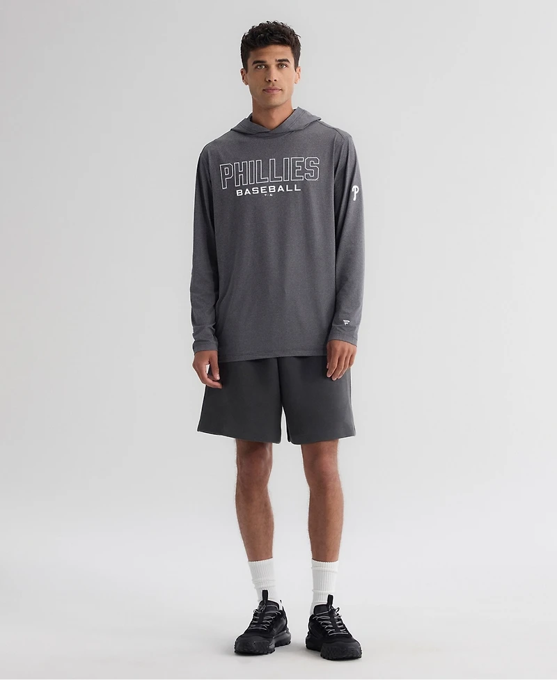Fanatics Men's Charcoal Philadelphia Phillies Clutch Long Sleeve Hooded T-Shirt