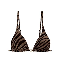 Lascana Women's O-Ring Zebra Print Triangle Bikini Swimsuit Top Bra Sizing
