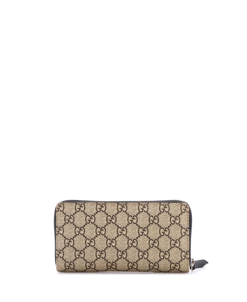 Pre-Owned Gucci Zip Around Wallet Gg Coated Canvas with Applique