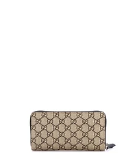 Pre-Owned Gucci Zip Around Wallet Gg Coated Canvas with Applique