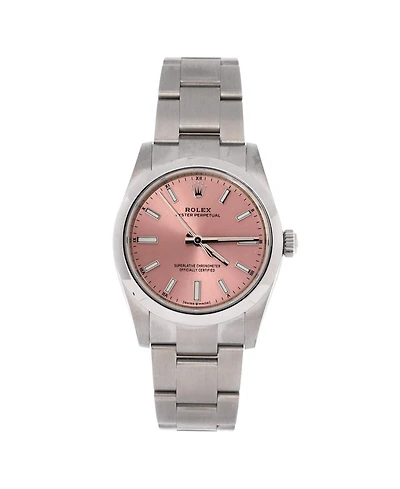 Pre-Owned Rolex Oyster Perpetual Pink Automatic Watch in Stainless Steel 34mm