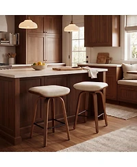gaomon Set of 2 Backless Swivel Counter Stools Saddle Seat with Walnut Bentwood Legs