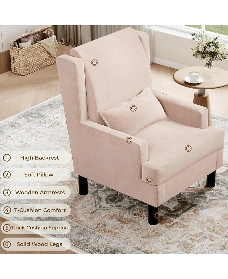homfan Set of 2 Wingback Accent Chairs