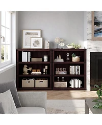 homfan 3-Tier Farmhouse Wooden Bookcase, Tall Open Bookshelf