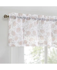 No. 918 Jacqueline Tonal Floral Puff Print Semi-Sheer Rod Pocket Kitchen Curtain Valance