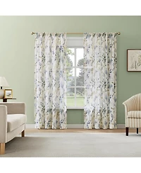 No. 918 Marcella Watercolor Botanical Semi-sheer Rod Pocket Curtain Panel