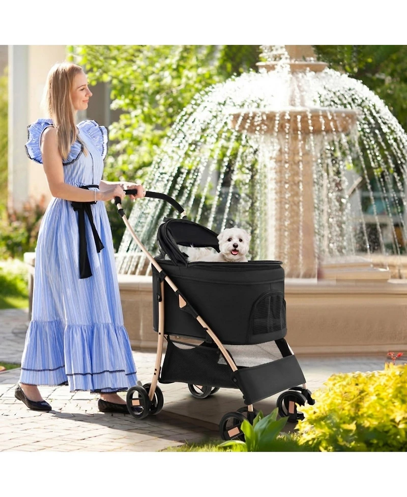 Hongge 3-in-1 Pet Stroller with Removable Carrier Car Seat and Adjustable Canopy
