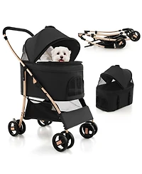 Hongge 3-in-1 Pet Stroller with Removable Carrier Car Seat and Adjustable Canopy