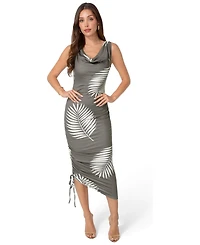 Bebe Women's Tropical Printed Knit Cowl Midi Dress