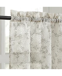 No. 918 Jacqueline Tonal Floral Puff Print Semi-Sheer Rod Pocket Kitchen Curtain Tier Pair