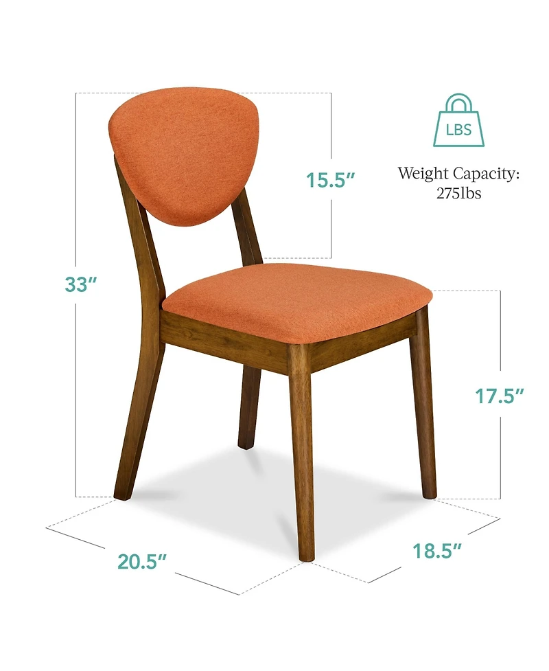 Best Choice Products Set of 4 Wooden Dining Chairs, Wood Modern Farmhouse Upholstered Chairs