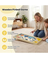 Hongge Wooden Pinball Machine with 3 Metal Balls, Ages 8+