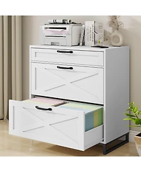 Vabches File Cabinet 3 Drawers Lateral File Cabinet for Letter/Legal/A4 Size Hanging Files