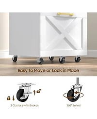 Vabches 2 Drawer Small File Cabinet with Wheels, Farmhouse Vertical Filing Cabinet Fits A4/Letter