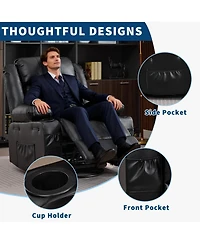 homfan Rocking Recliner Chair for Adults Manual Swivel Rocker with Cup Holders Leather Upholstered Comfy Single Sofa