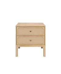 Plank+Beam Elio Rattan 2 Drawer Nightstand with Brass Knob