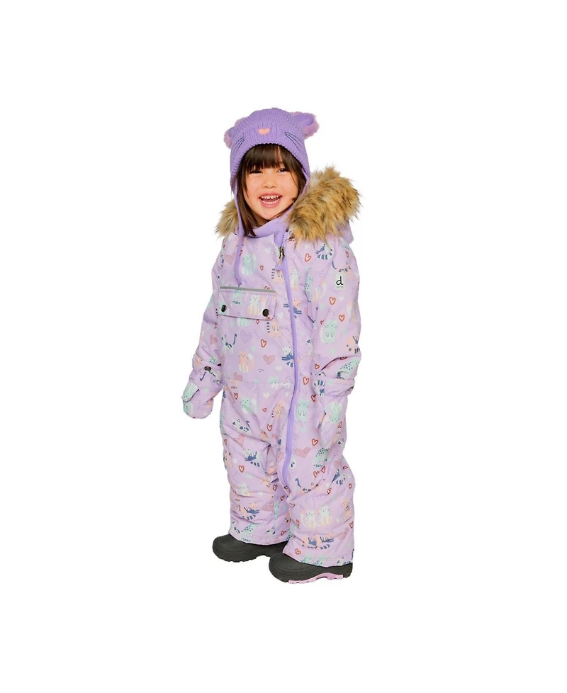 Deux par Baby Girls One Piece Snowsuit Adapted for Car Seats Cat Print