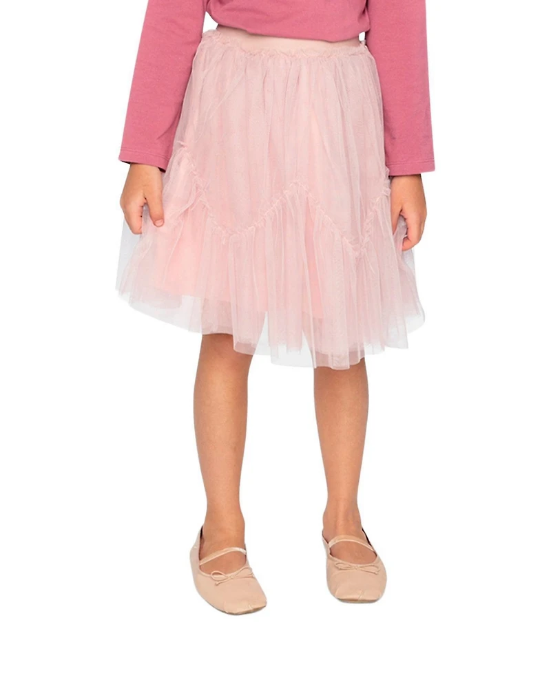 Deux par Deux Toddler Girl ( size 2T to 5T ) Mesh Skirt Pale Dusty