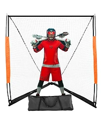 Portable Lacrosse Goal, 6' x 6' Fiberglass Training Net with Carry Bag, Foldable Backyard Practice Goal