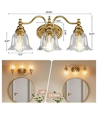 Tribesigns 3-Light Bathroom Light Fixtures, Modern Vanity Light with Clear Glass Shade, Bathroom Wall Lamp (Bulbs Not Included)