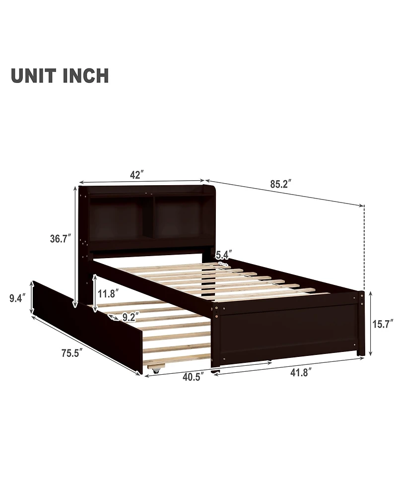 Sailvan Bed with Trundle,Bookcase