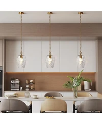 Tribesigns Hammered Glass Pendant Light with Adjustable 60-Inch Chain, Rippled Single Pendant Lighting, E26 Base Modern Hanging Light
