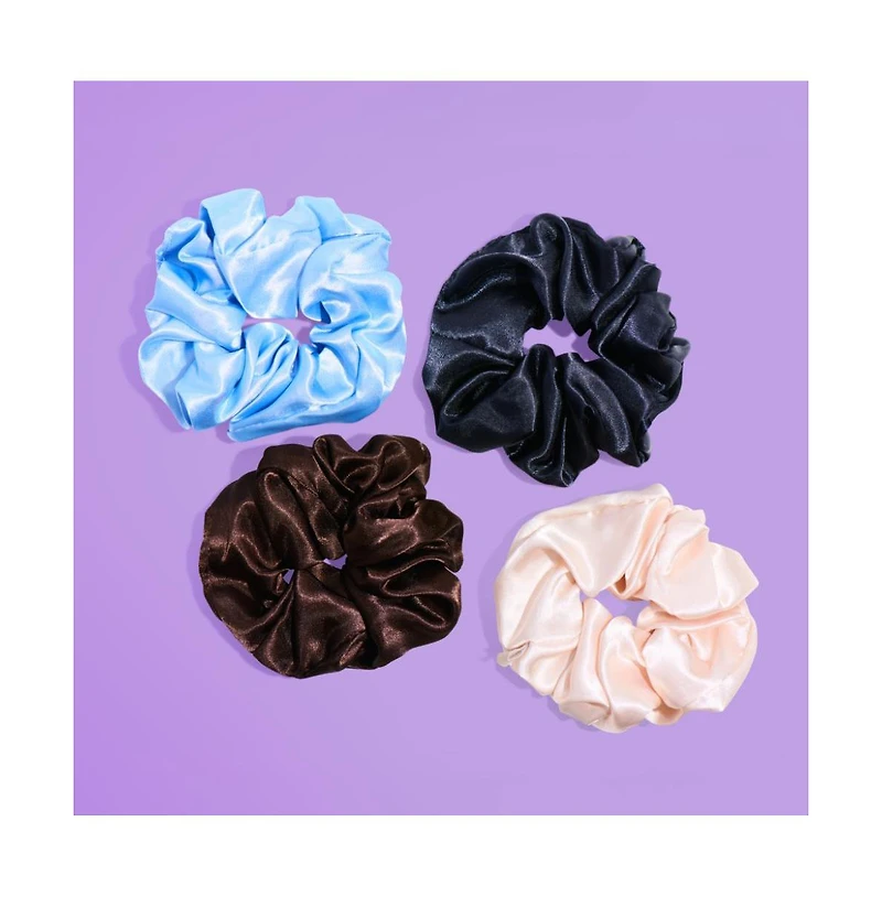 Gimme Beauty Large Satin Hair Scrunchies Soft, No Breakage Scrunchies Perfect for Thick Hair and Bedtime Wear 4 Pack