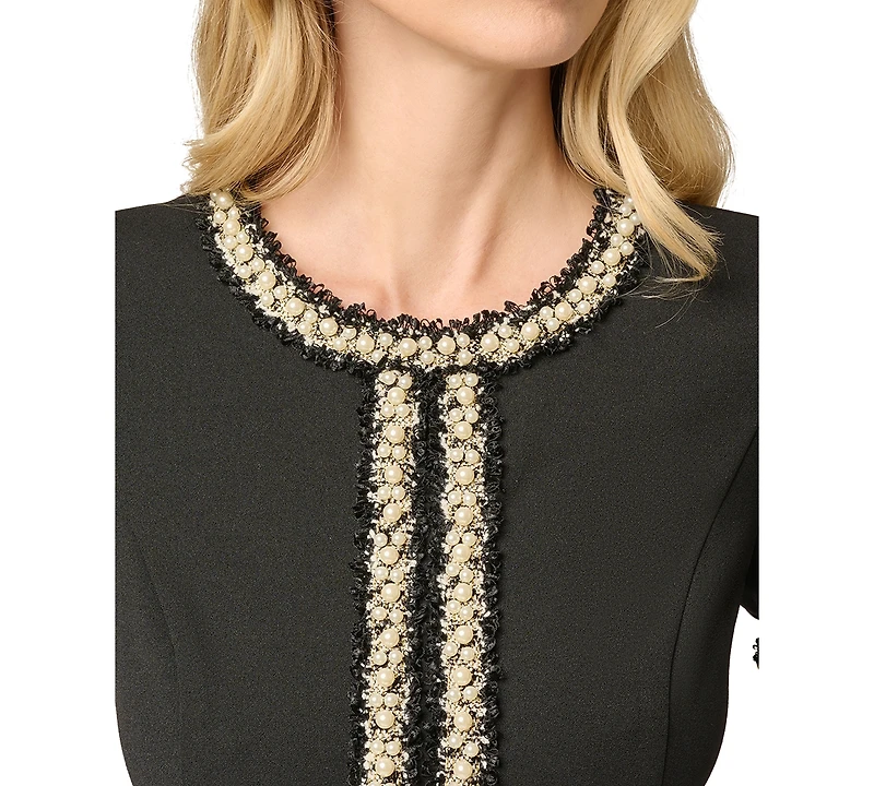 Adrianna Papell Women's Pearly Trim Peplum Stretch Sheath Dress