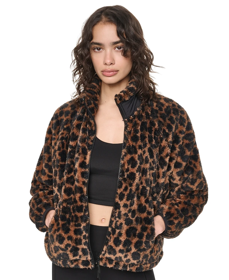 Dkny Sport Women's Printed Mock Neck Zipper-Front Jacket