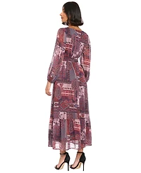 London Times Women's V-neck Long Dress
