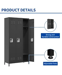 Streamdale Furniture 3-Door 72"H Metal Storage Locker for Office, Gym, and Home
