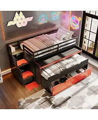 Streamdale Furniture Twin Xl Loft Bed with Desk, Trundle, Storage Steps