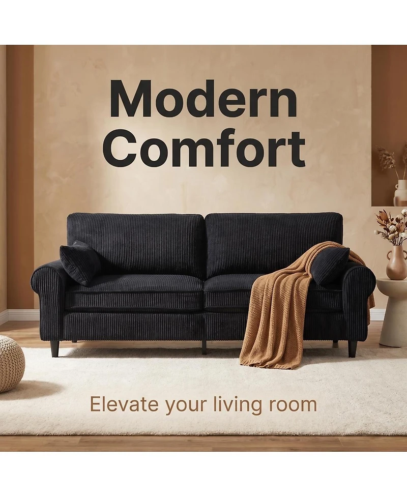 Streamdale Furniture 80.7" Corduroy 2-Seater Loveseat with Rolled Armrests