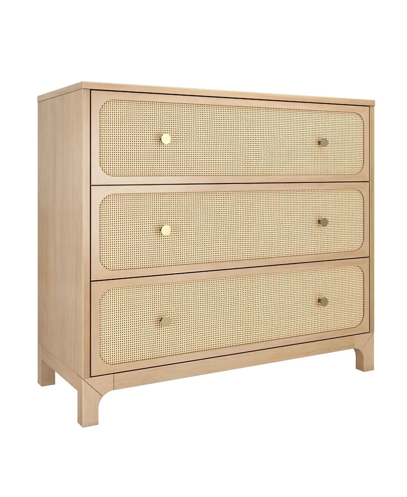 Max & Lily Elio and Rattan 3 Drawer Dresser