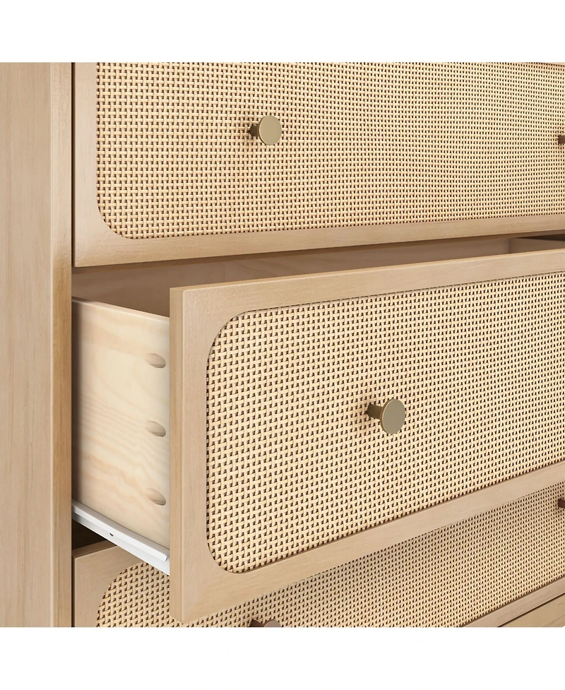 Max & Lily Elio and Rattan 3 Drawer Dresser