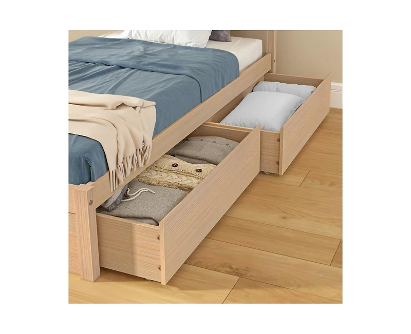 Grain & Grove Bear Twin Single Bed With Underbed Storage Drawers, Oak Embossed